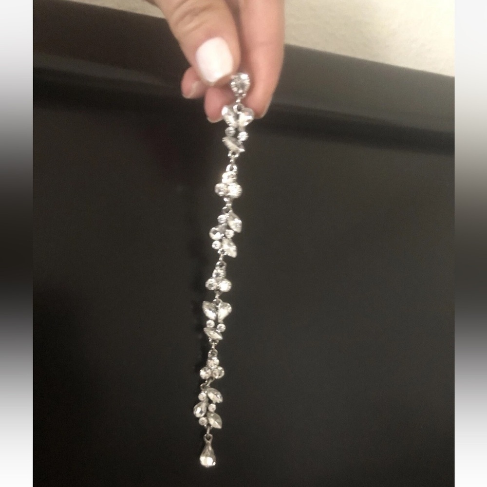 Elegant Silver and White Drop Earrings perfect for wedding and special occasion
